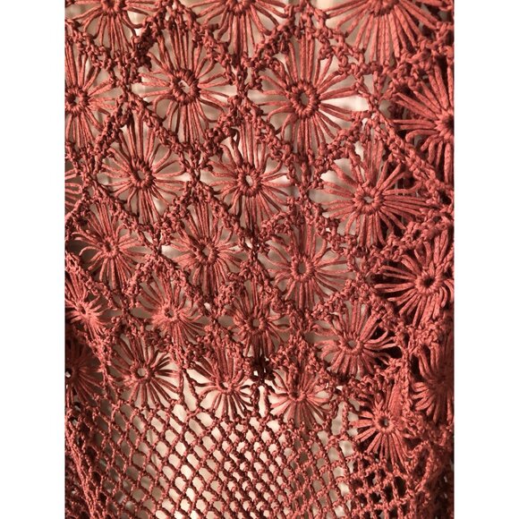 BLL New York Crochet Cardigan Women 3x Open Knit Fringe Festival Boho Hippie - Picture 4 of 8